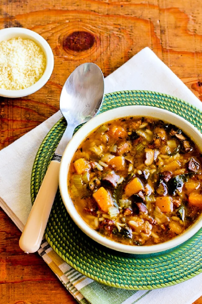 Turkey Soup with Kale, Mushrooms, and Butternut Squash
