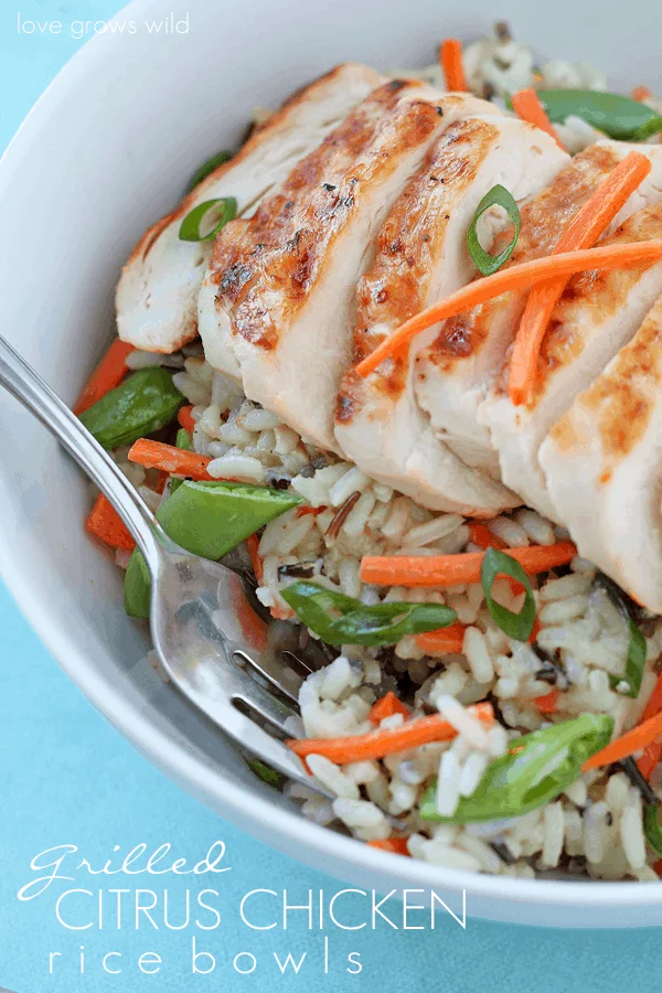 Grilled Citrus Chicken Rice Bowls