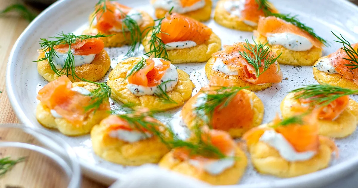 Cloud Bread Blinis With Smoked Salmon (Keto, Gluten-Free)