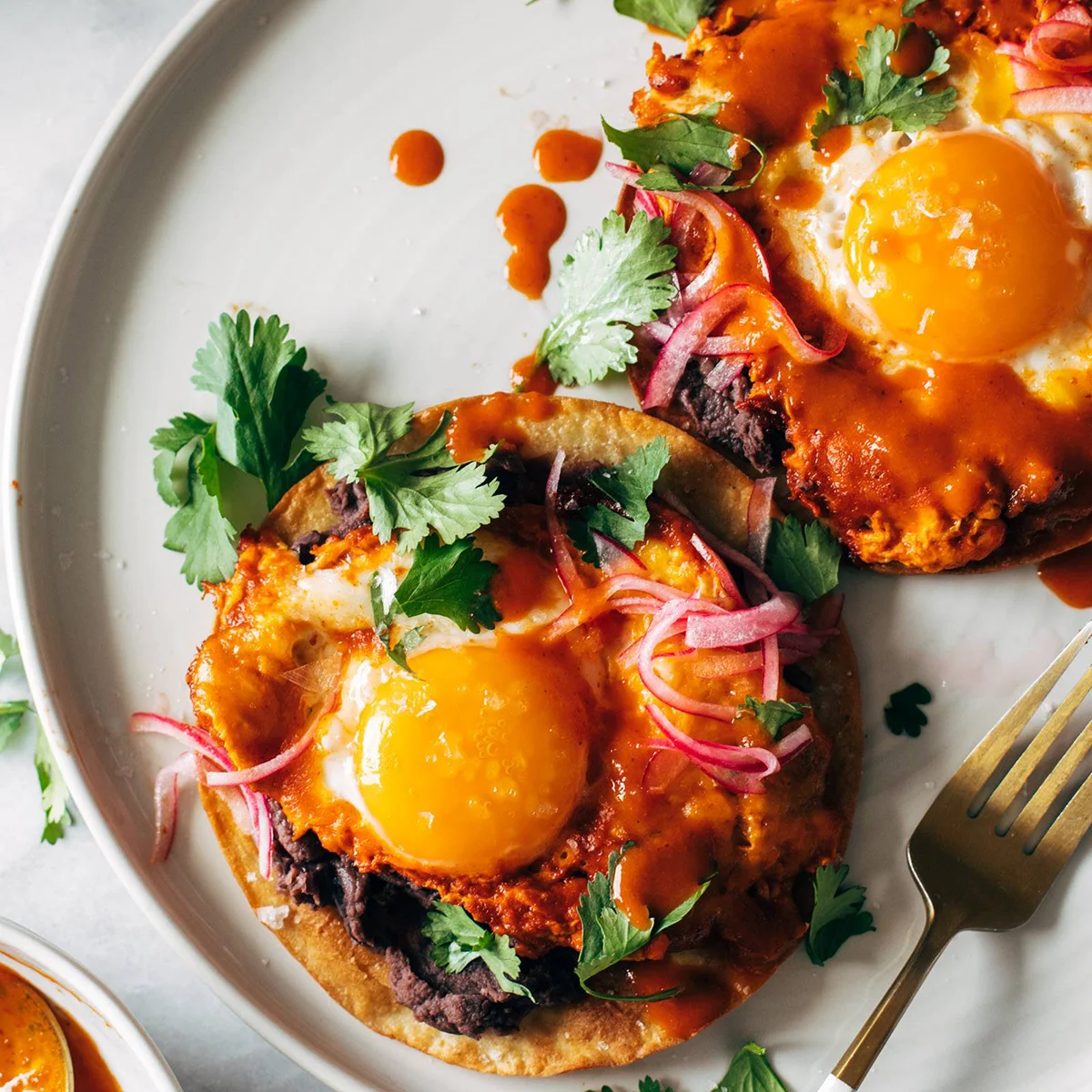 Red Chile Tostadas with Eggs Recipe