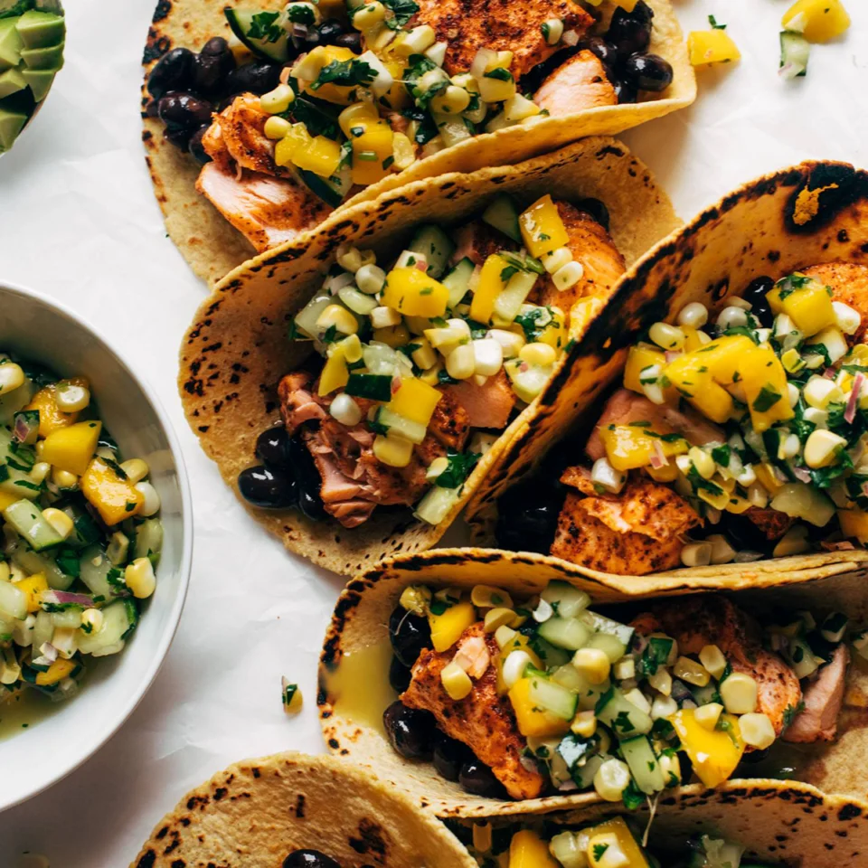 Salmon Tacos with Mango Corn Salsa Recipe