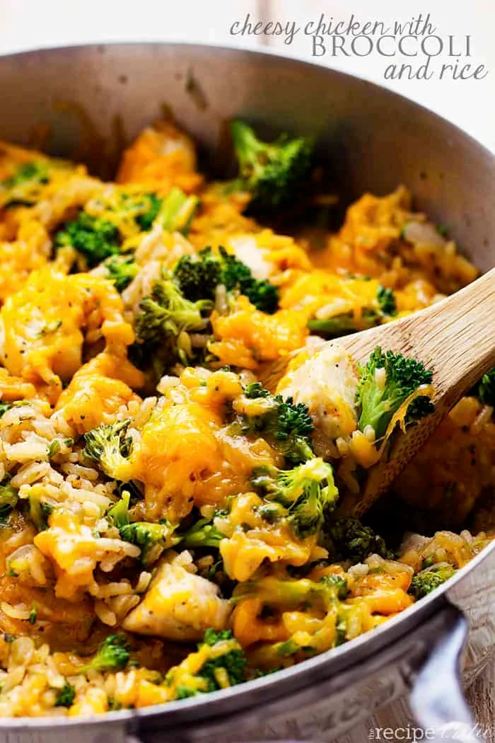 One Pan Cheesy Chicken with Broccoli and Rice