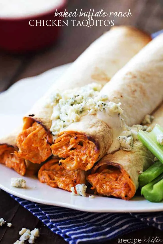 Baked Buffalo Ranch Chicken Taquitos